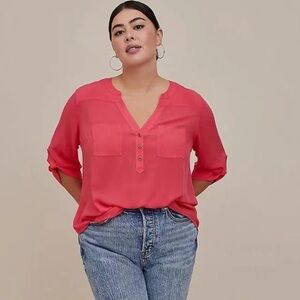 Torrid Harper Pink 3/4 Sleeve Pullover Blouse Plus Size 2 (2X)